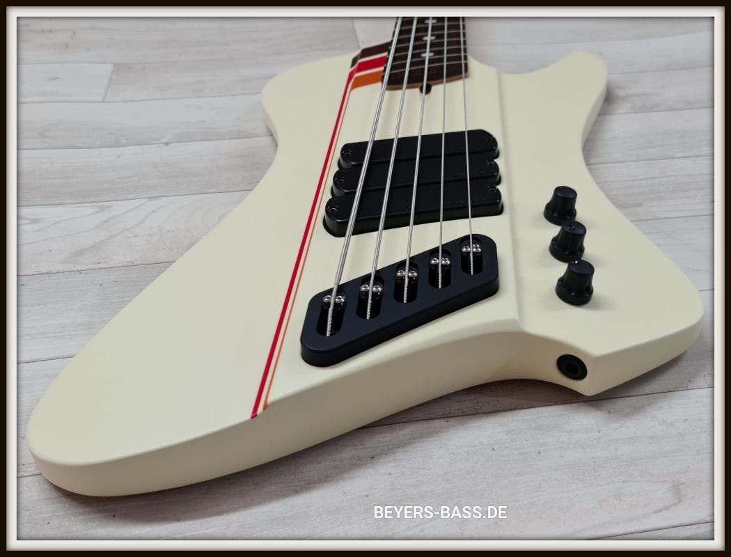Dingwall D-Roc Custom Shop 5-String, 3 Pickups, Custom Color Creme White/70's Striping Gloss